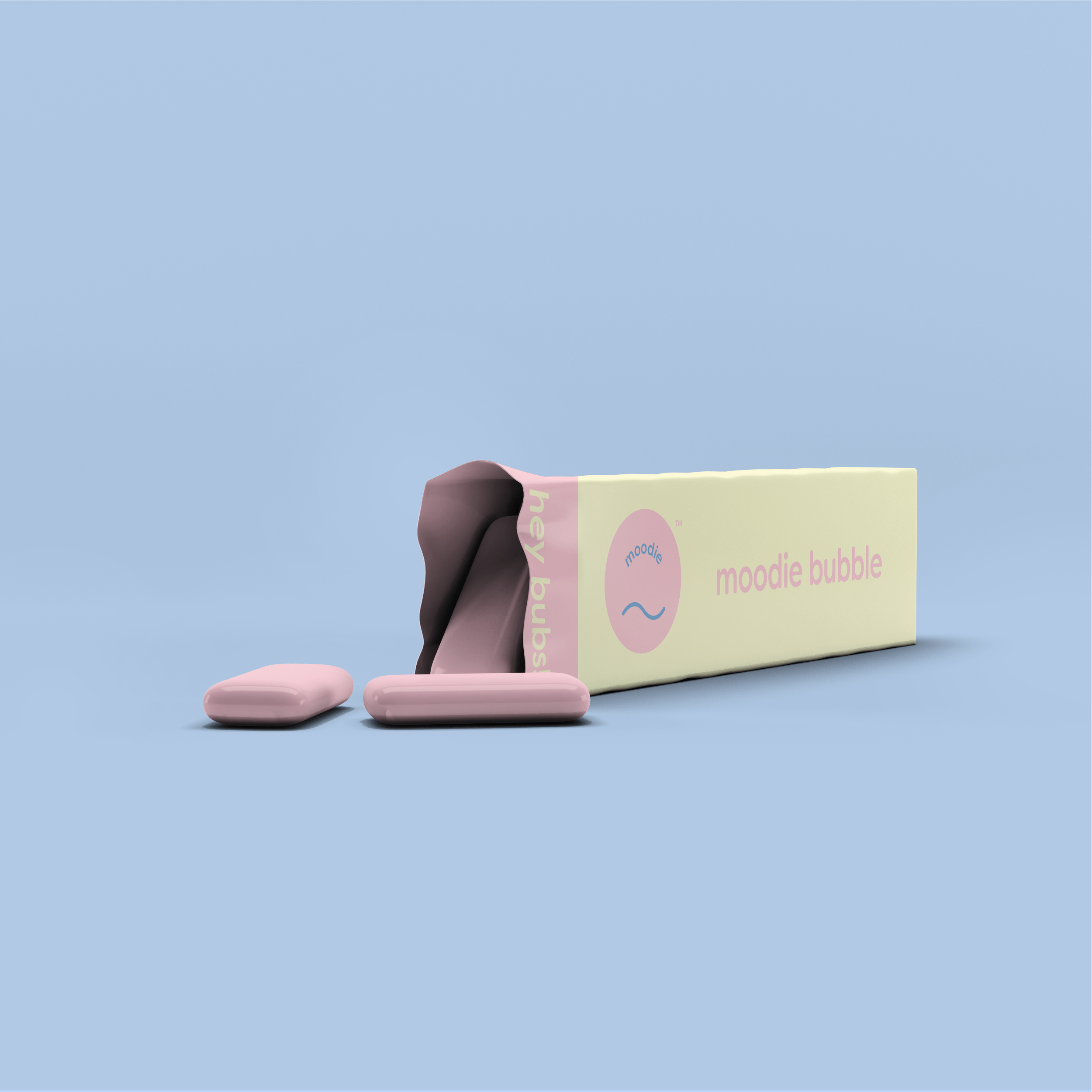 Use this mockup of bubble gum pack for the most effective display of your design. Moodie Bubble Grace Lively