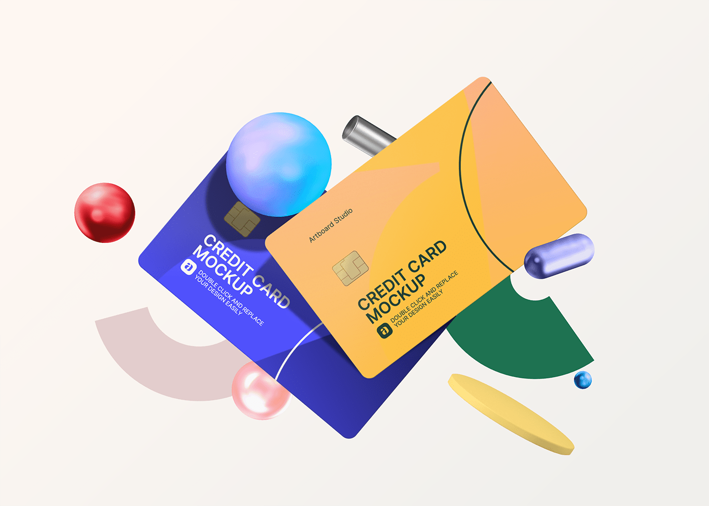 Smart objects allow you to edit this mockup very easily. Credit Card Mockup Scene