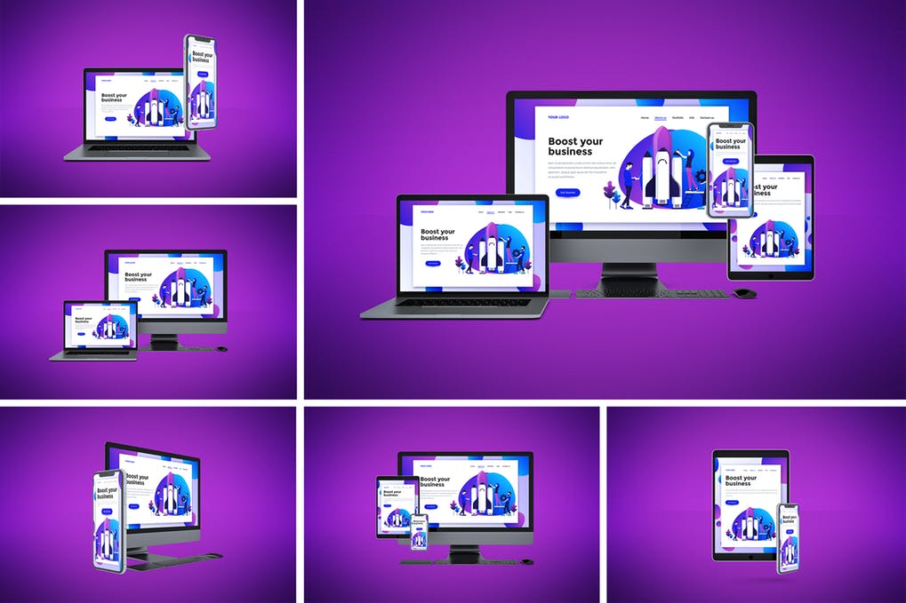 Completely layered psd file (5000 x 3400 px) with three smart objects. 520 Best Responsive Website Mockup Templates Free Premium