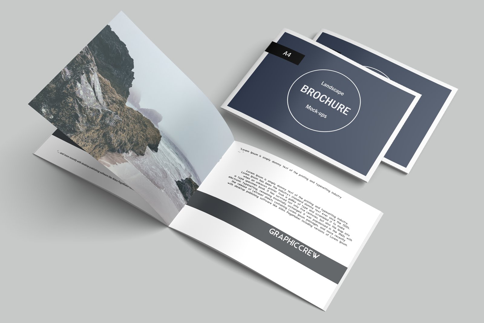 Today i`m releasing new free perfect binding landscape brochure mockup. Free A4 Landscape Brochure Mockup