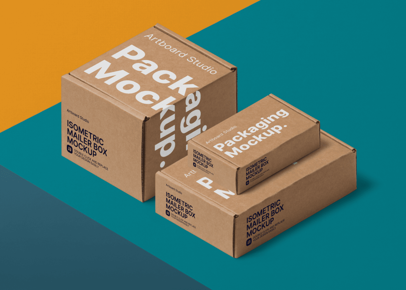 Completely free packaging mockups created in high resolution psd files. Perspective Mailer Boxes Mockup Template
