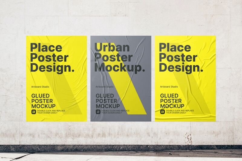 Each and every detail in the mockup is done very carefully and . Urban City Glued Poster Mockup Template